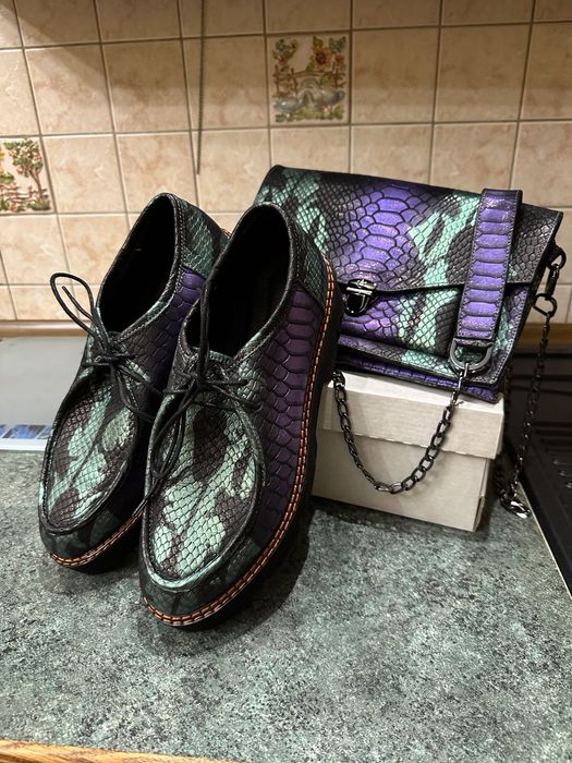 Шикарні шкіряні лоферы туфлі на шнурках з натуральної шкіри + сумка