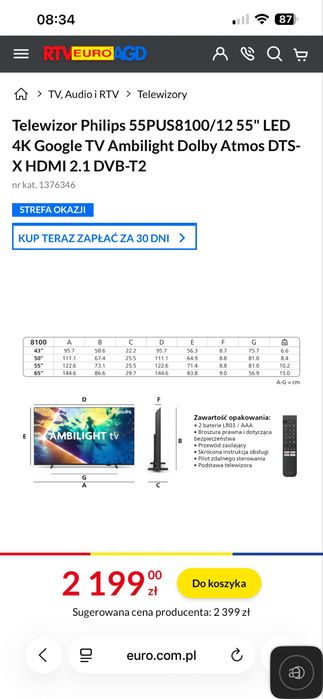 Philips 55 cali LED AMBILIGHT