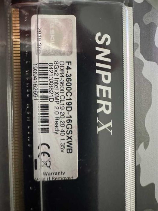 G.SKILL Sniper X DDR4 3600 MHz – 16GB (2x8 GB)