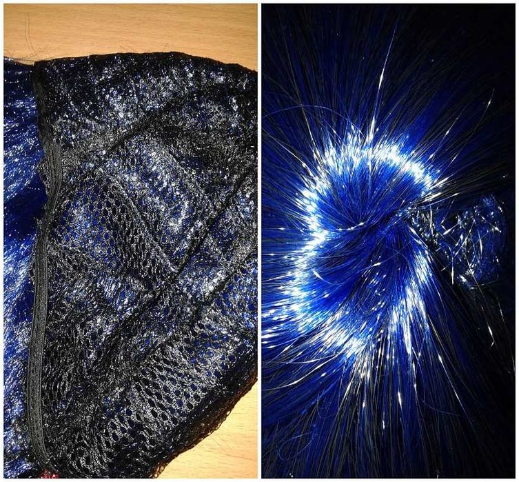 Biedronka peruka niebieska z kitkami Party wig niebieska granatowa