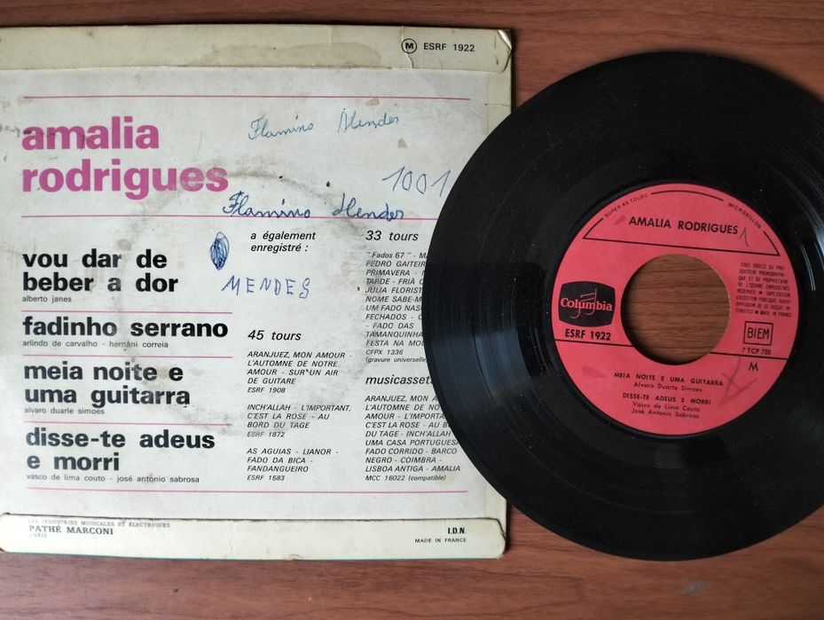 Disco de vinil single Amália Rodrigues