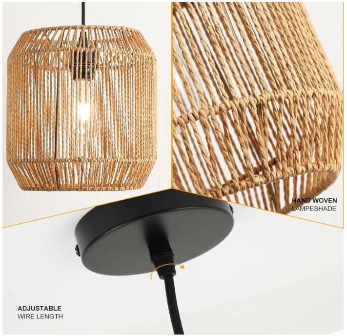 Nowoczesna, rattanowa lampa wisząca FORCOSO