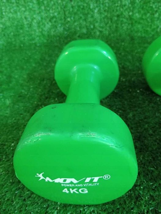 Movit 2x 4 kg ZIELONE Hantle powlekane - gumowane stałe NrP10