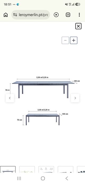 Ref 838130Mesa Naterial atracite extensível 
Mesa de alumínio NATERIAL ODYSSEA II EASY VIDRO 256/320X100CM ANTRACITEmesa