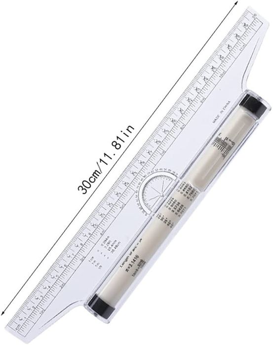 Linijka kreślarska z rolką rollerem podziałki 30 cm