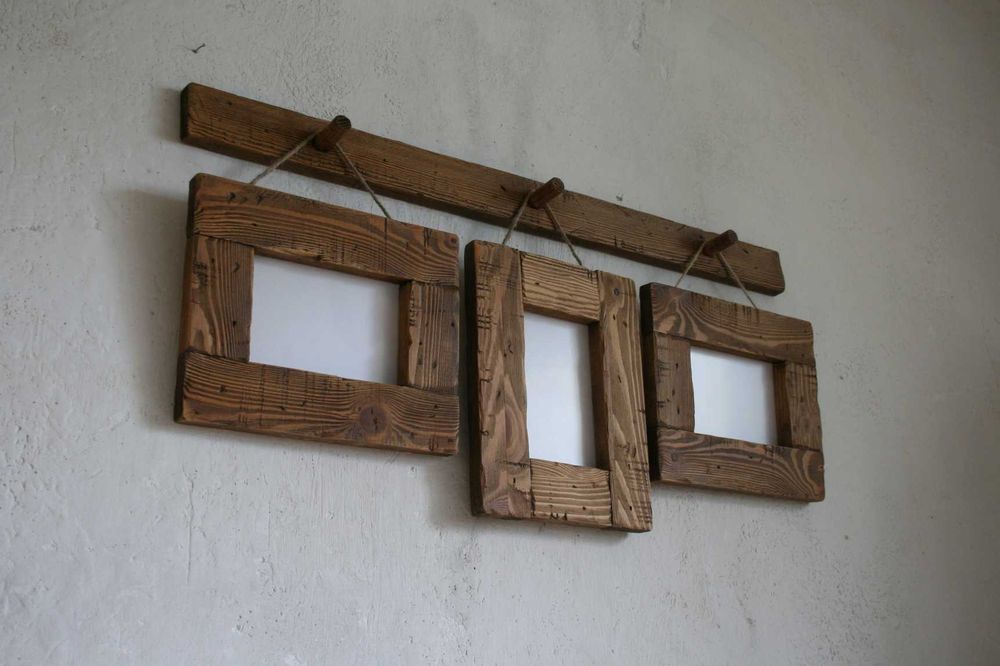 rustykalne ramki na zdjęcia 10x15 cm 3 szt drewniana galeria ścienna