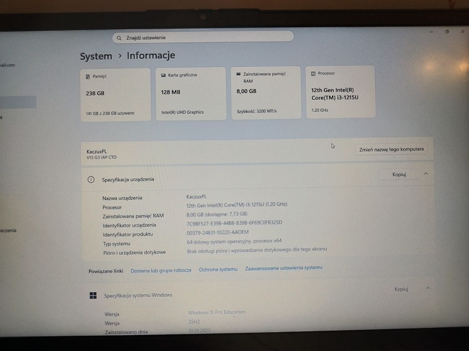 Laptop Lenovo i3