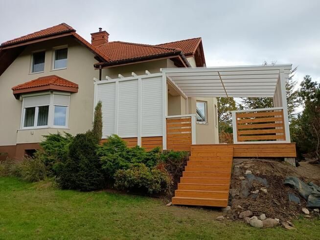 Taras drewniany, zadaszenie tarasu, altana, pergola