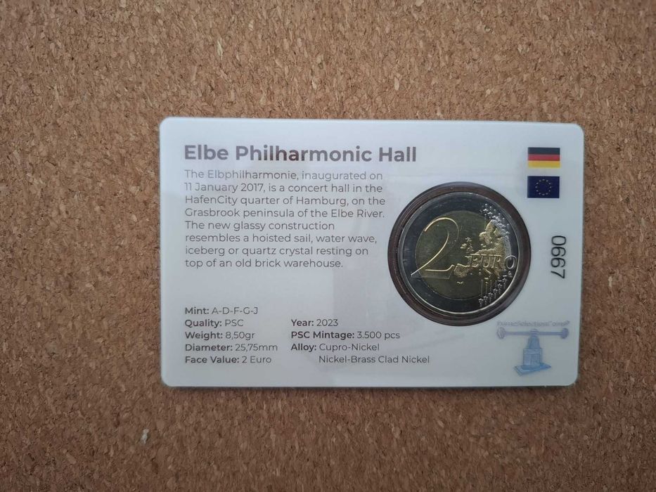 Alemanha | 2 euro | 2023 | Letra D | Hamburgo, filarmônica de Elba | BNC