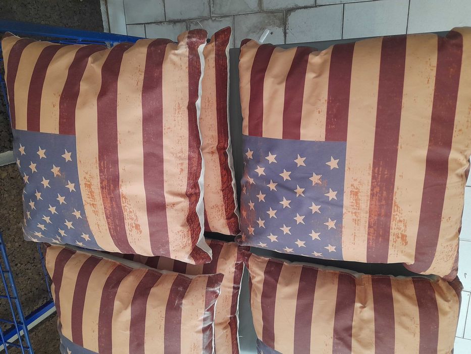 Pack de 6 Almofadas em tecido Bandeira USA usadas em bom estado, 40 cm