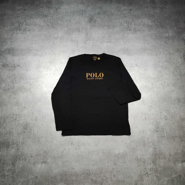 MĘSKA Koszulka Bawełna PREMIUM Długi Rękaw GOLD Polo Ralph Lauren Logo