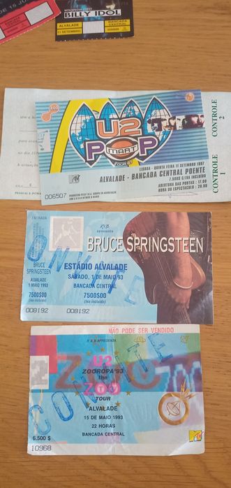 Bilhetes concertos dos anos 90
