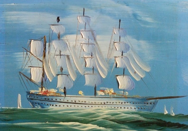 Картина вітрильник на морі вінтаж