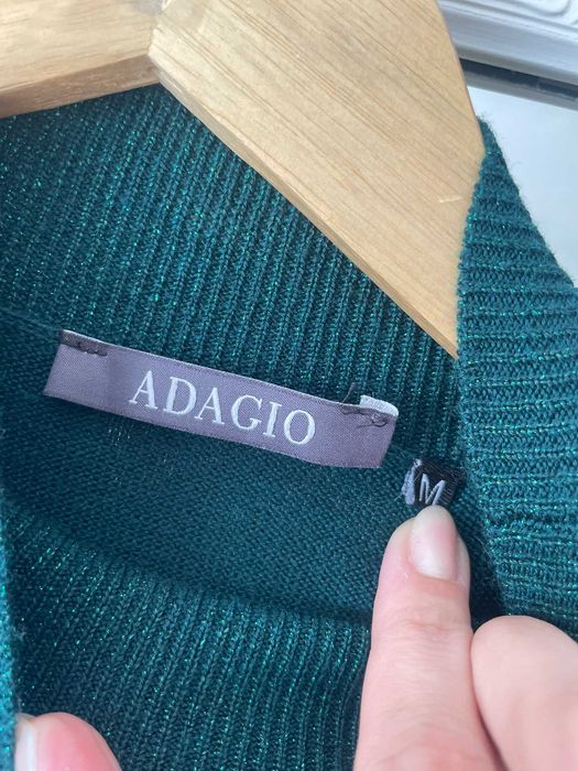 Adagio top dzianinowy sweter zielony szmaragdowy półgolf wełna M 38