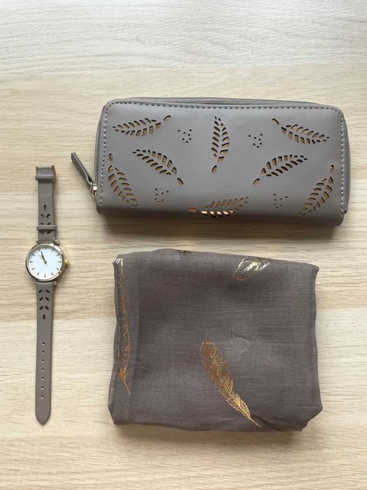 Portfel, zegarek, apaszka PREZENT dla kobiety