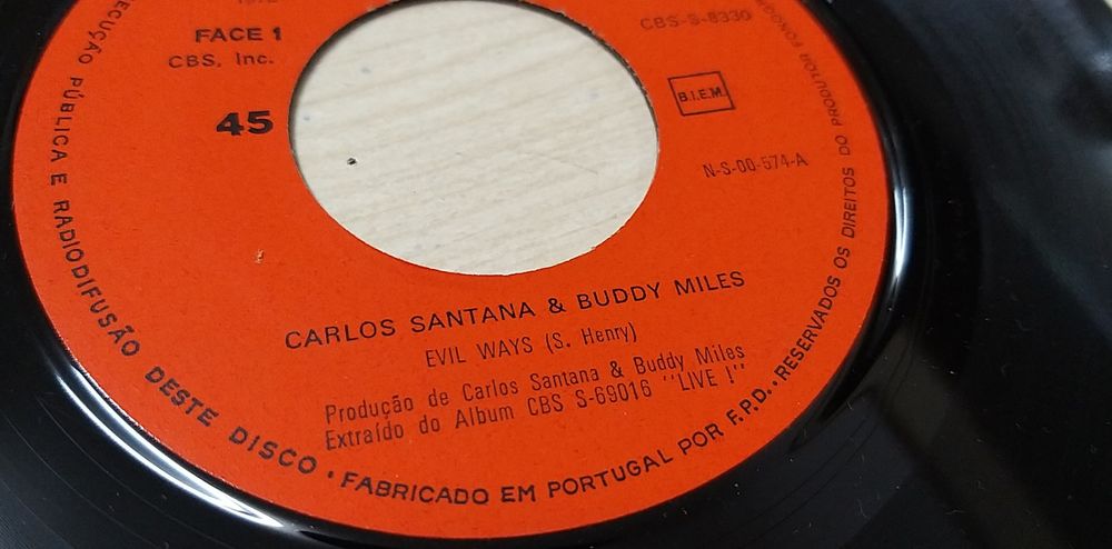 Vinil 45' Carlos Santana & Buddy Miles.
