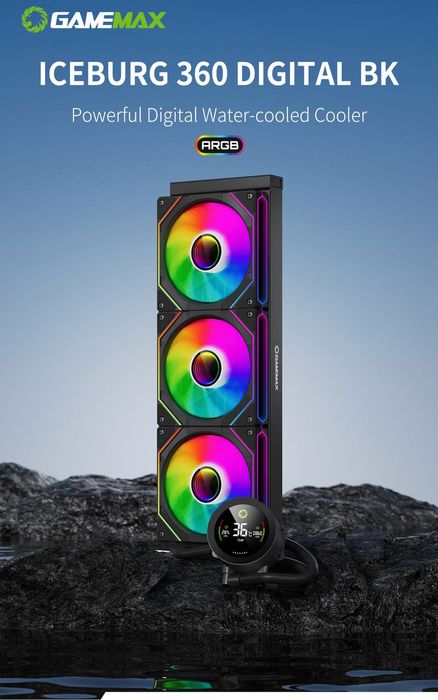 Chłodzenie wodne GameMax IceBurg 360 cyfrowy, adresowalna ARGB,czarny
