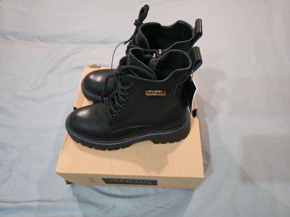 Venezia Botki Buty Damskie Sznurowane Rozmiar 38 Czarne