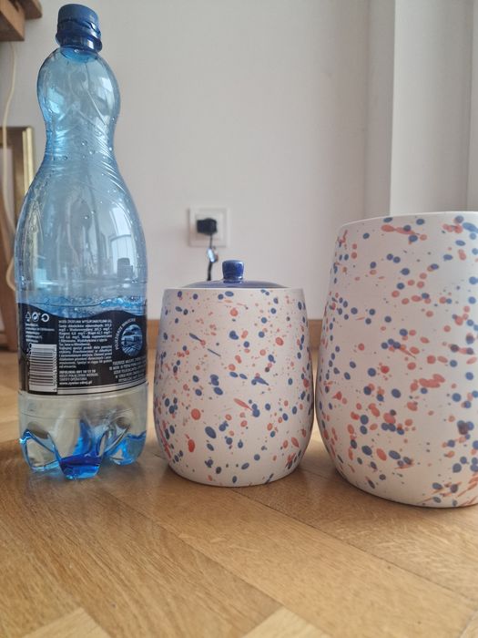 Wazon i pojemnik komplet nakrapiany ceramika fajny na prezent