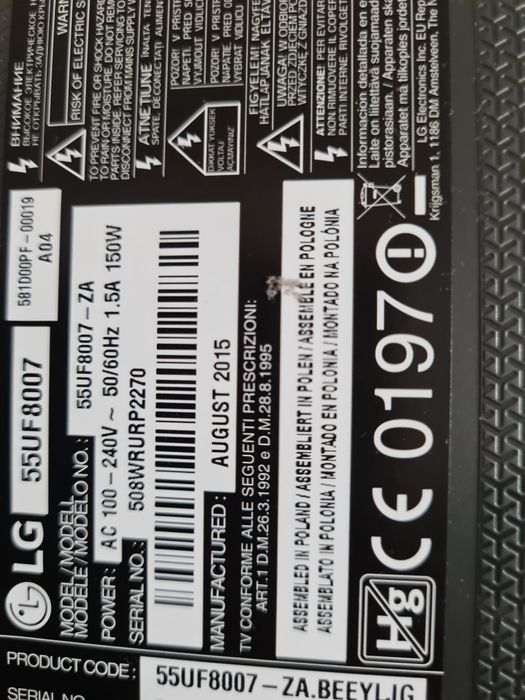 Zasilanie do telewizora LG 55ug8007