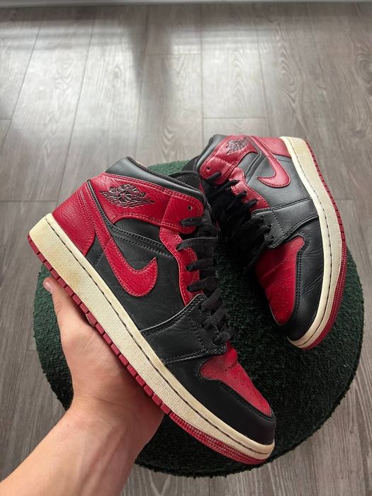 Sneakersy, Buty Nike Air Jordan 1 Mid Skórzane Streetwear Black Red