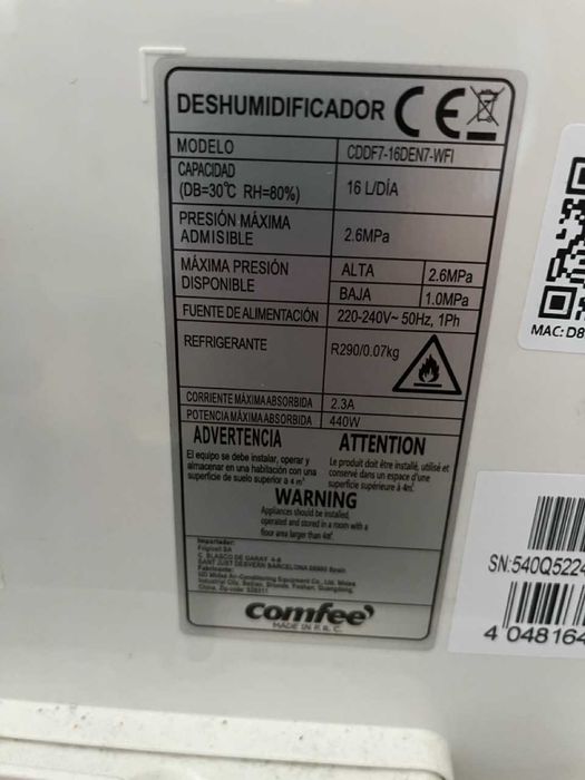 Desumidificador Comfee CDDF-16DENT7-WFI - Usado