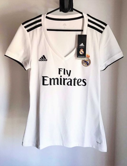 camisola oficial Real Madrid Adidas futebol mulher t shirt football la liga equipamento