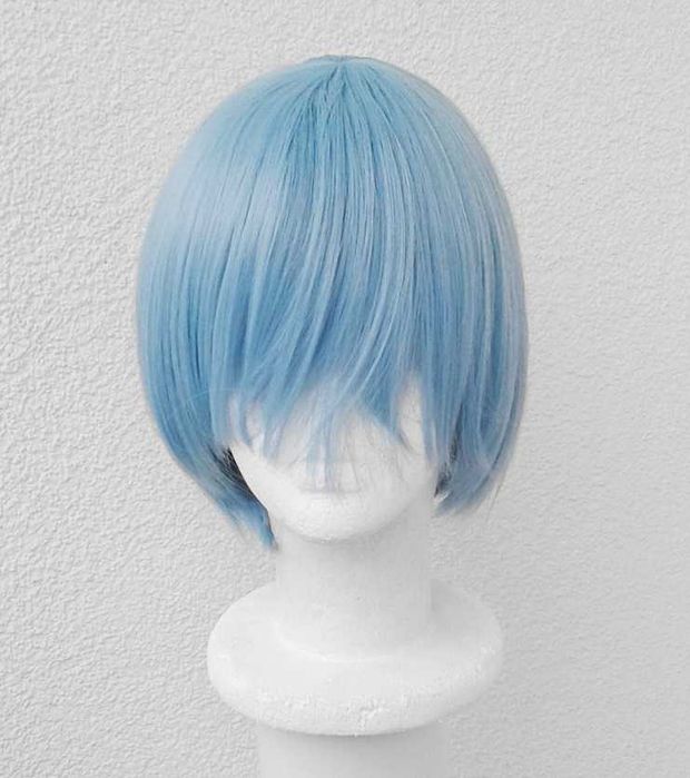 Rei Ayanami NGE wig peruka krótka błękitna z grzywką niebieska cosplay
