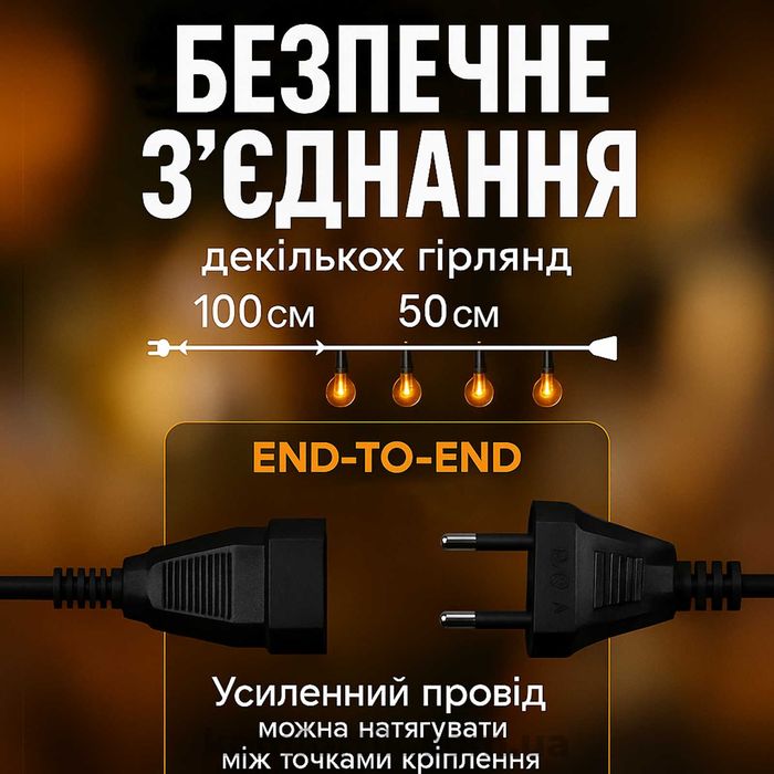 Вулична ретро гірлянда 15м 25 ламп потужністю 1 Вт Гірлянда Едісона