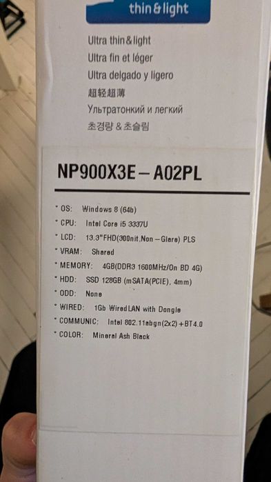 Samsung NP900X3E laptop FullHD i5 4GB 128 BG