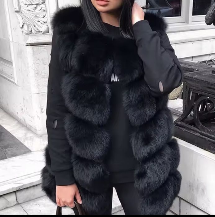 Kontantto kamizelka grafitowa naturalny lis xs-4xl