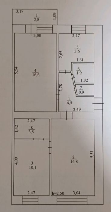 3х кімнатна квартира в центрі з індивідуальним опаленням