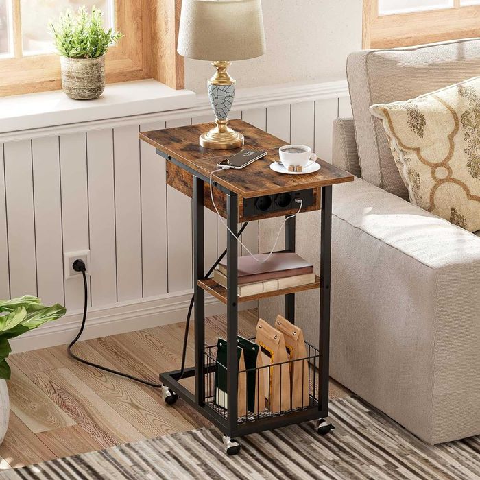 Side Table, Nightstand, Coffee Table with Electrical Socket + USB Ports64552102473217122