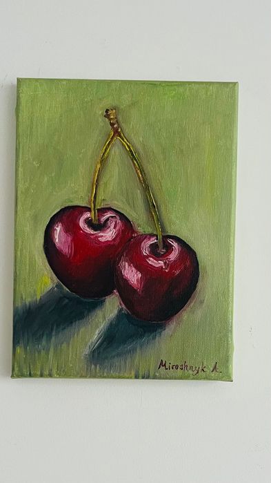 Oryginalny obraz olejny „Wiśnie” – 18×24 cm