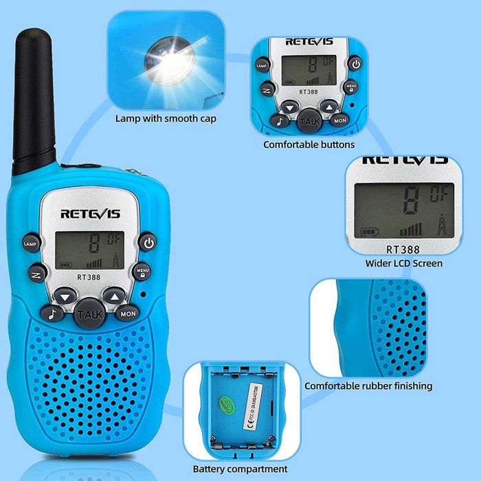 Retevis RT388 Walkie Talkie Rádios Lanterna Campismo Brinquedo  Natal