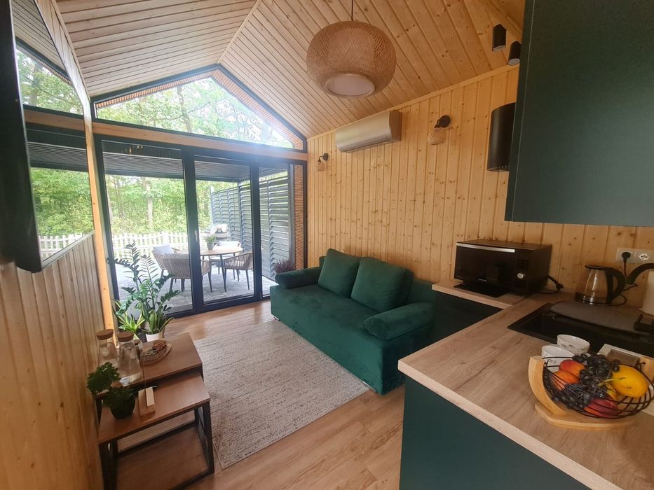 Nowoczesny domek w lesie • Jacuzzi • Balia • Sauna • Taras • Prywatne SPA