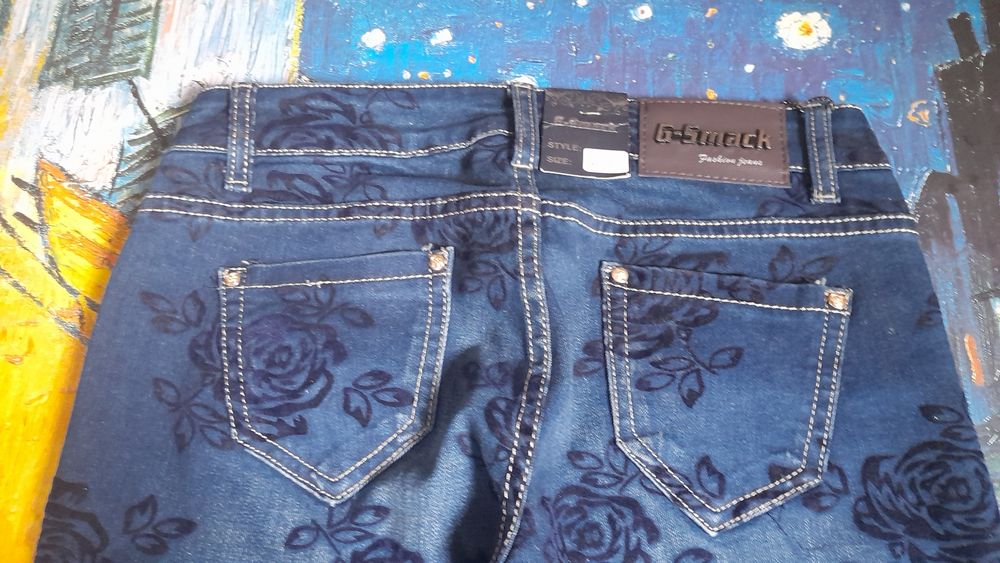 Spodnie  Jeansowe  damskie  z różami   G - SMACK * rozm. 38  * NOWE *