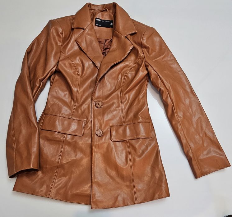 Kurtka Damska Skórzana Asos Brązowa Rozmiar Xs