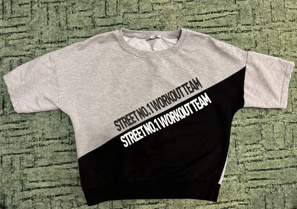 Світшот H&M сірий з чорним STREET WORKOUT TEAM