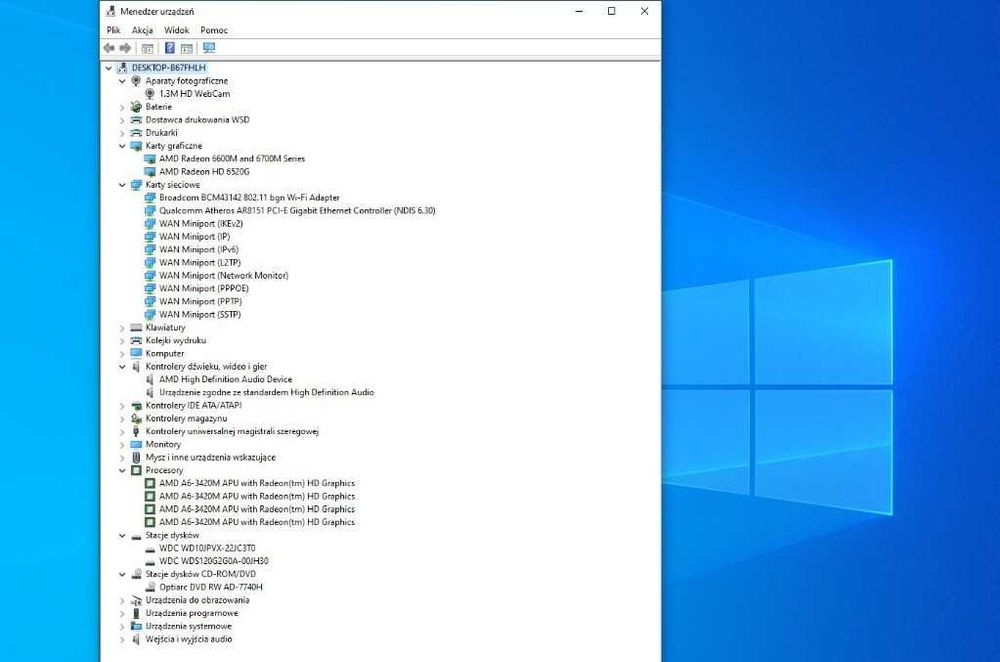 Laptop AMD/16GB Ram/SSD128GB+HDD1TB/Win10/17.3` FullHD dwie baterie