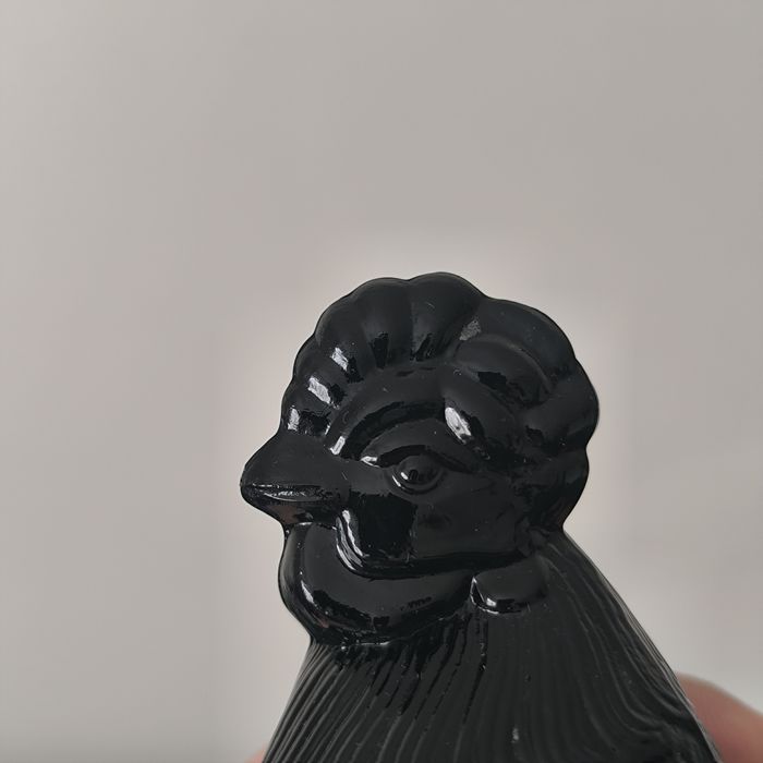 Ząbkowice Kura Szklana Czarna Hialitowa Bomboniera Figurka