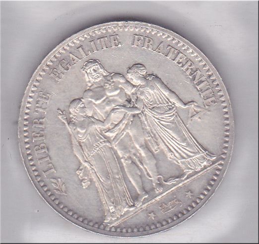 França Prata, 5 Francos Hercules 1875