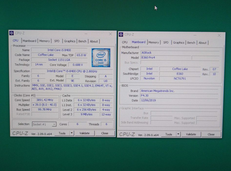 ASRock B360 Pro4 | Intel i5 8400 | Zestaw |