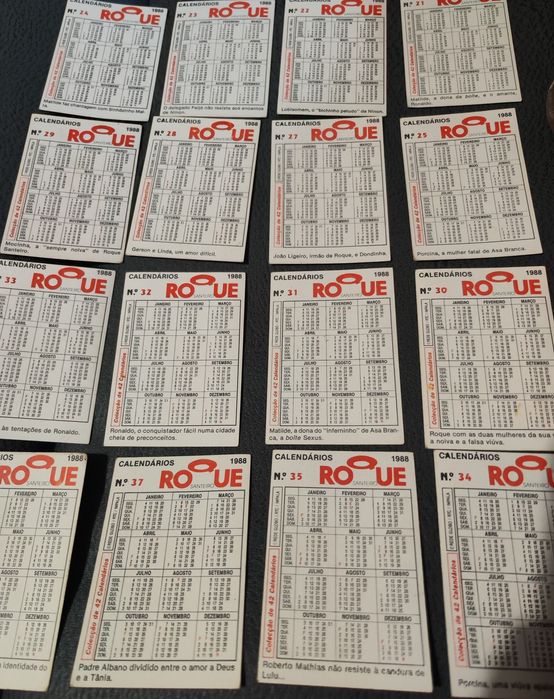 Conjunto de 29 calendários do Roque Santeiro