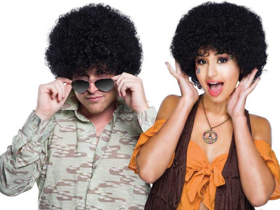 Peruka Afro Kręcone Czarne Włosy Halloween Karnawał Impreza Bal