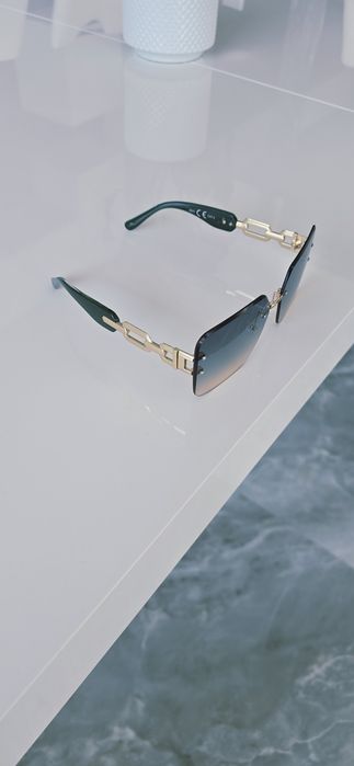 Okulary słoneczne kwadratowe zielone cieniowane