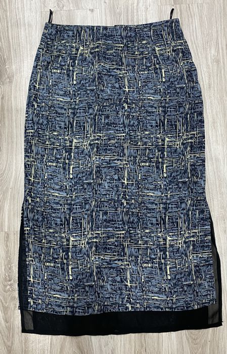 Granatowa spódnica kremowe wzory maxi l-xl