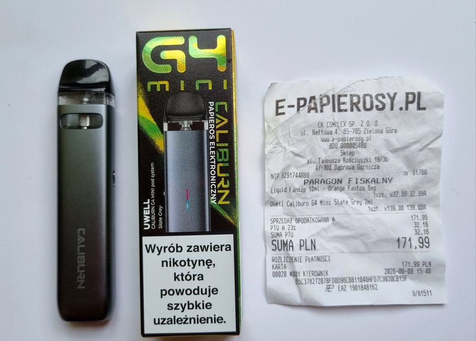 E-papieros G4 Mini CALIBURN - Nowy Okazja