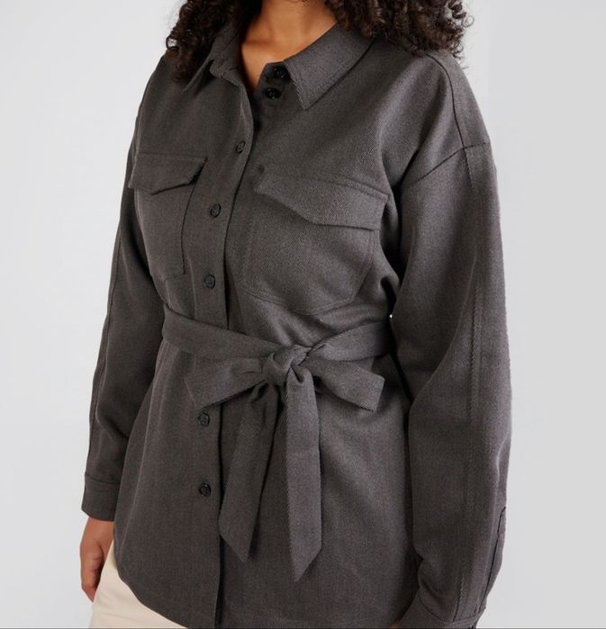 Ciemnoszara bluzka bluza z długim rękawem koszulowa philippe blouse 34