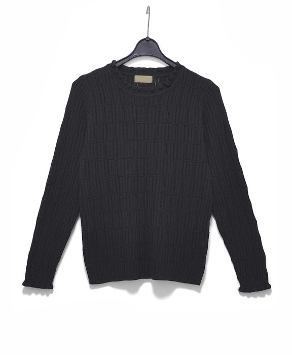 Damski Sweter Ażurowy Geometryczny Wzór Czarny Ofelia |R. S